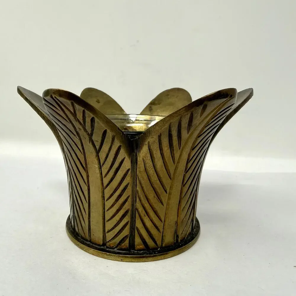 Department 56 Brass Flower Candle Holder Glass Insert Vintage Boho Decor